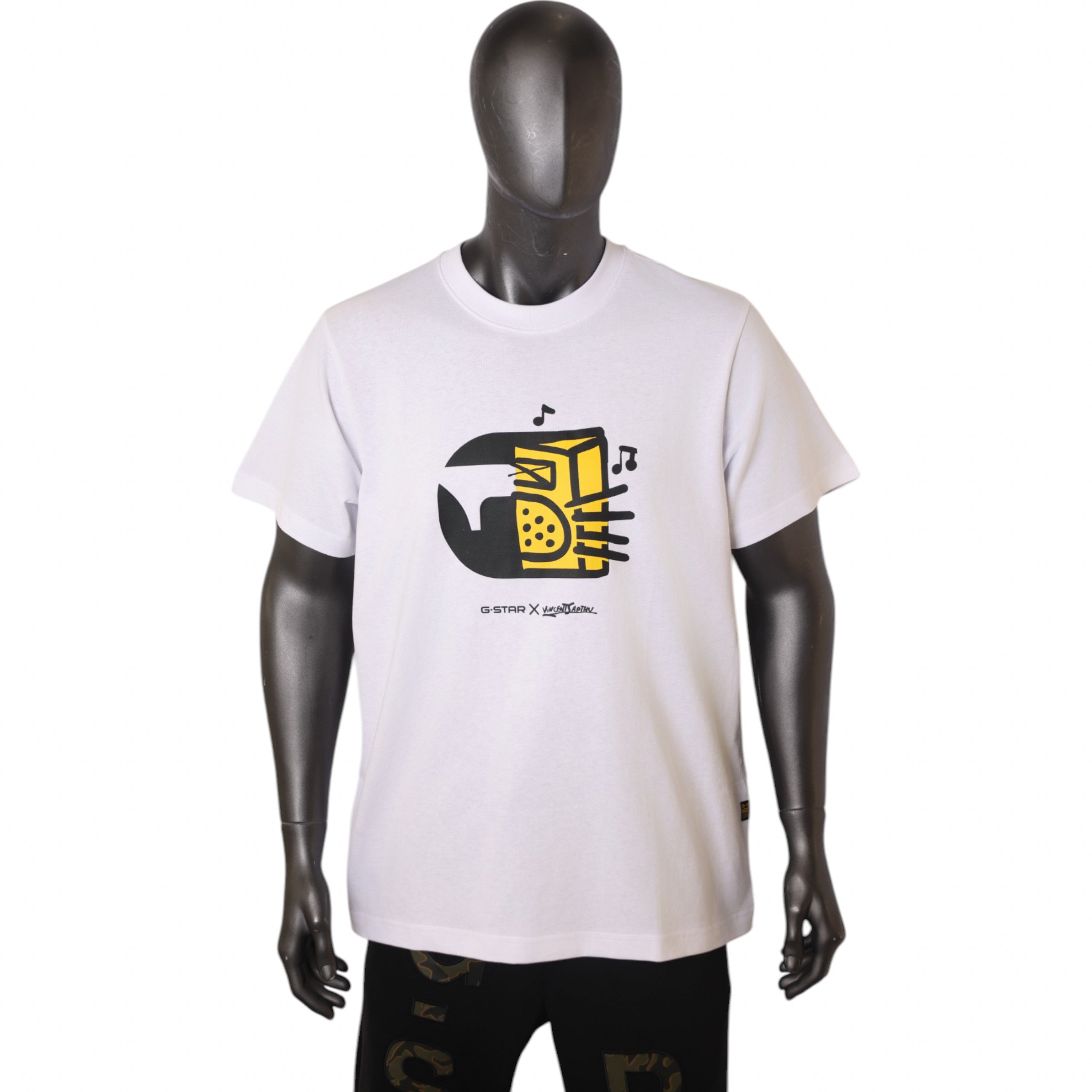 G-Star T-Shirt Boombox Cartoon Loose White